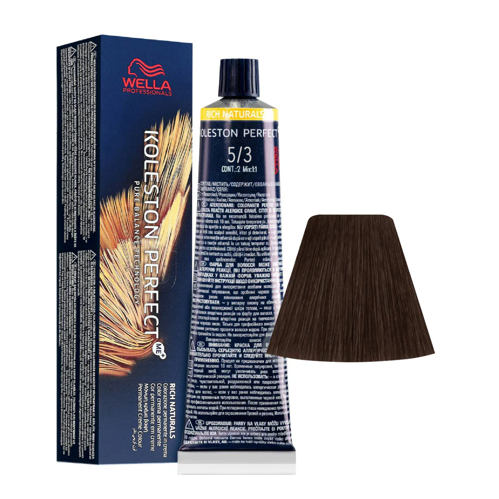 Wella Koleston Perfect Me+ Rich Naturals 5/3 Castano Chiaro Dorato 60ml- colorazione permanente
