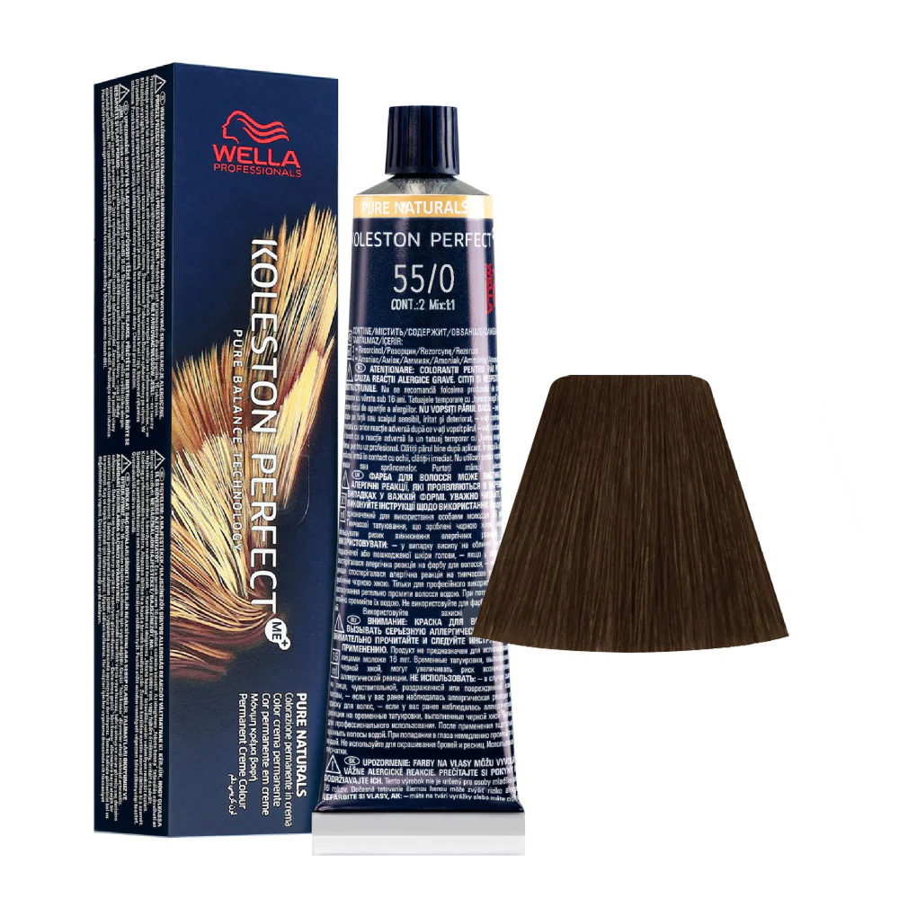 Wella Koleston Perfect Me+ Pure Naturals 55/0 Castano Chiaro Intenso 60ml - colorazione permanente