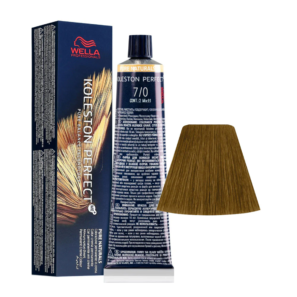 Wella Koleston Perfect Me+ Pure Naturals 7/0 Biondo Medio Naturale 60ml - colorazione permanente