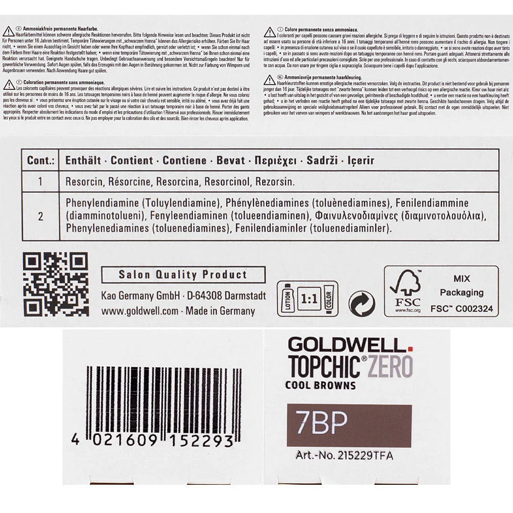 7BP Topchic Zero Cool Browns Mid Beige Pearl Blonde Tb 60ml - colorazione permanente senza ammoniaca - Image 2