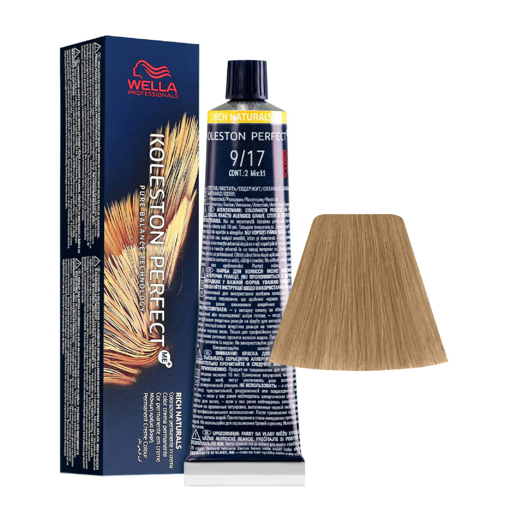 Wella Koleston Perfect Me+ Rich Naturals 9/17 Biondo Chiarissimo Cenere Sabbia 60ml - colorazione permanente