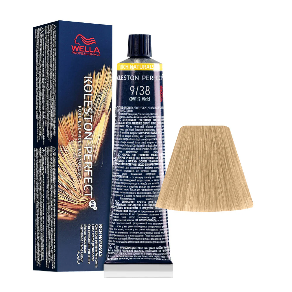 Wella Koleston Perfect Me+ Rich Naturals 9/38 Biondo Chiarissimo Dorato Perla 60ml - colorazione permanente