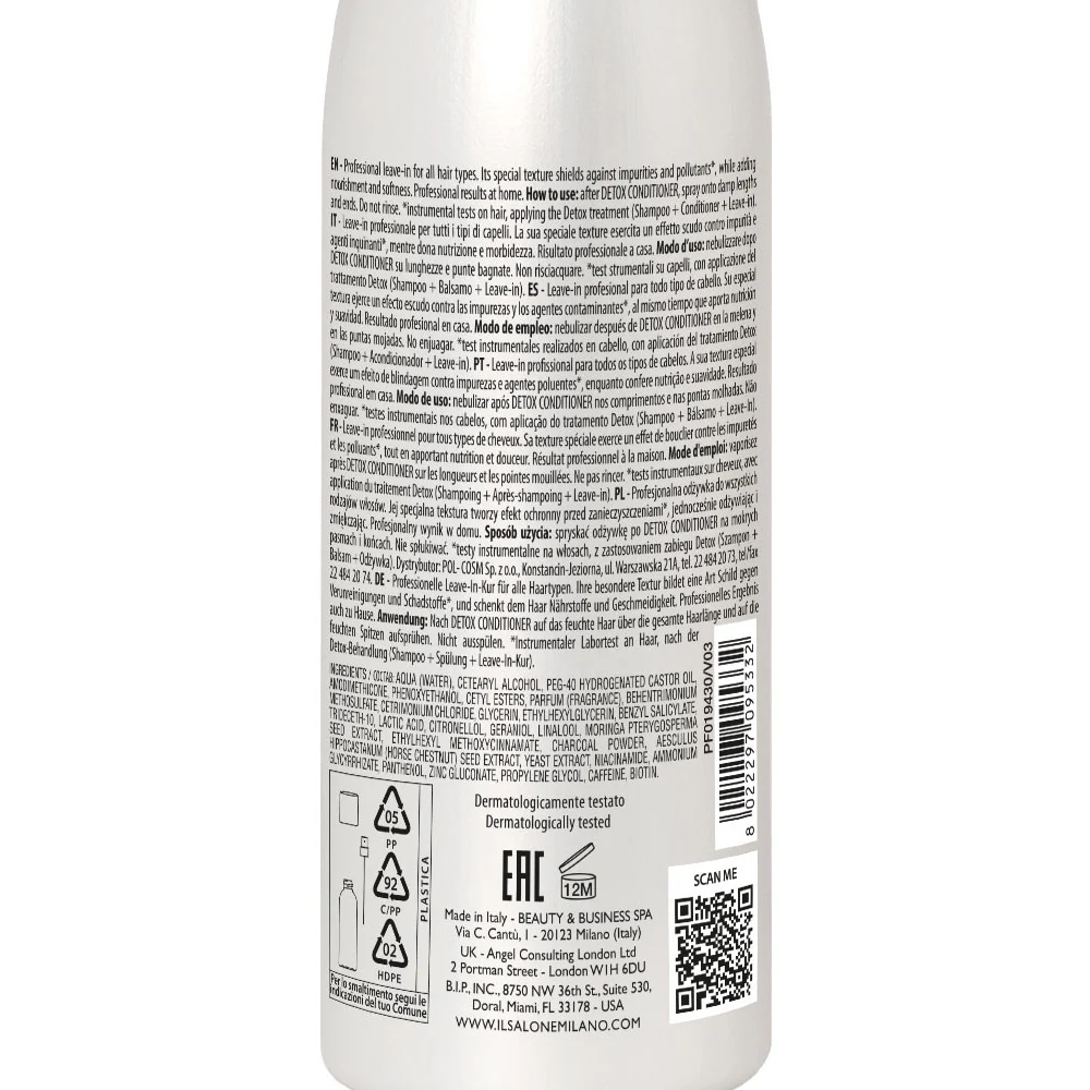Alfaparf Milano Il Salone Detox Leave In Spray 200ml - balsamo spray senza risciacquo purificante per tutti i capelli - Image 2