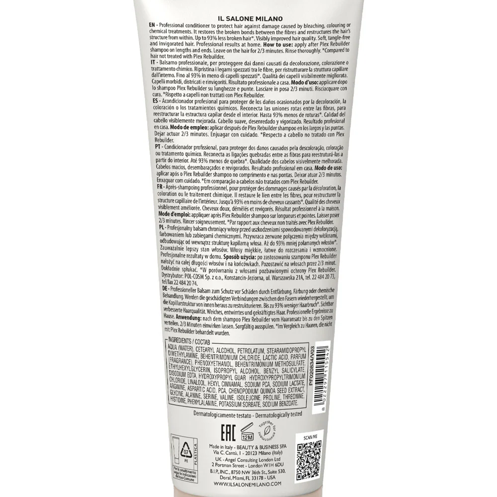 Alfaparf Milano Il Salone Plex Rebuilder Conditioner 250ml - balsamo ristrutturante per capelli rovinati - Image 2