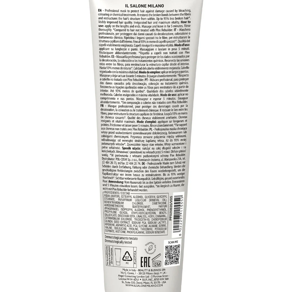 Alfaparf Milano Il Salone Plex Rebuilder Mask 150ml - maschera ristrutturante per capelli rovinati - Image 2