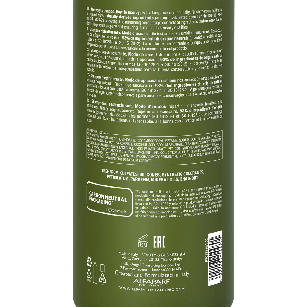 Alfaparf Milano Benvoleo Recovery Shampoo 1000ml - shampoo ristrutturante - Image 2