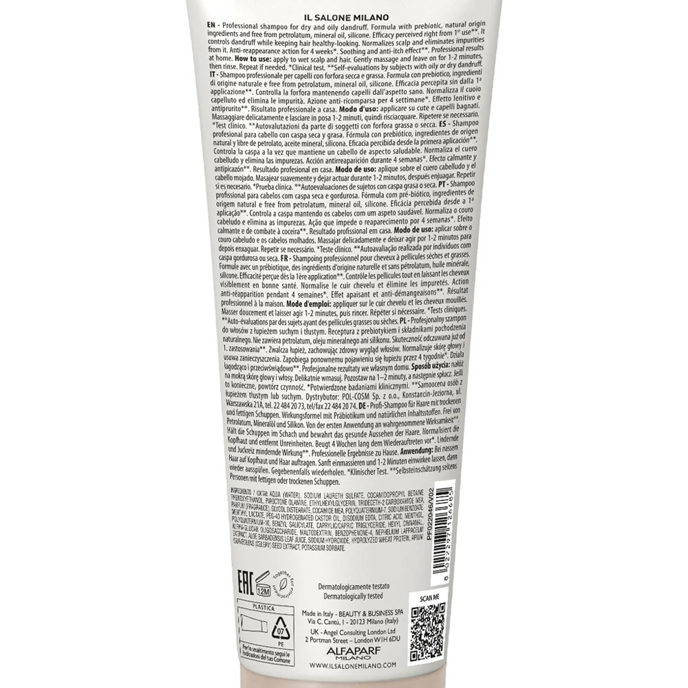 Alfaparf Milano Il Salone Scalp System Anti Dandruff Shampoo 250ml - shampoo antiforfora - Image 2