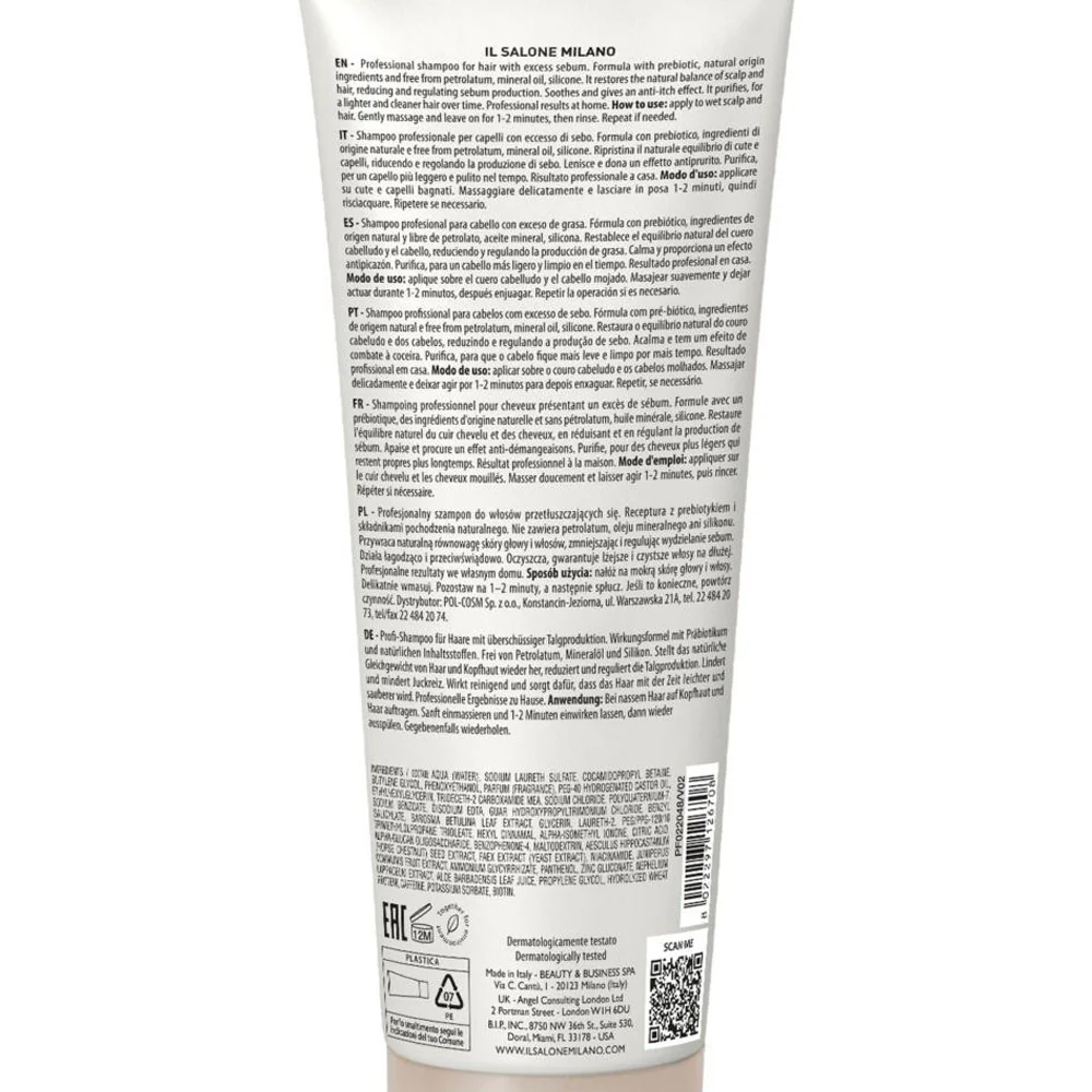 Alfaparf Milano Il Salone Scalp System Anti Sebum Shampoo 250ml - shampoo antisebo - Image 2