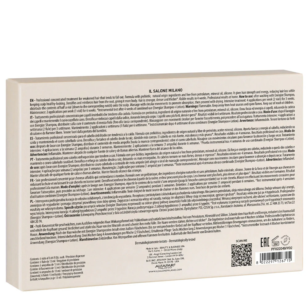 Alfaparf Milano Il Salone Scalp System Energize Lotion Anti Hair Loss Vials 6x13ml - fiale anticaduta - Image 4