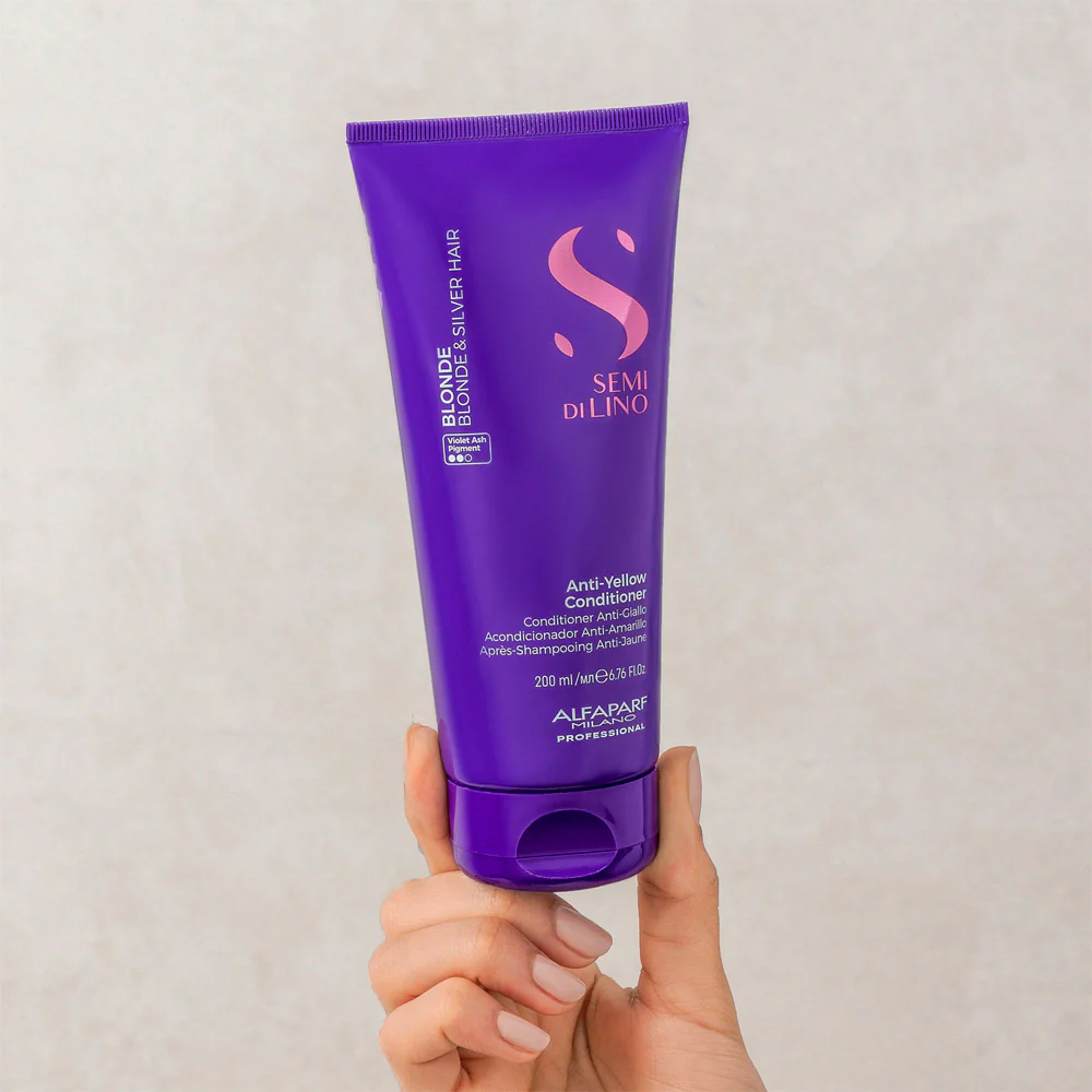 Alfaparf Milano Semi di Lino Blonde Anti-Yellow Conditioner 200ml - balsamo anti-giallo - Image 3
