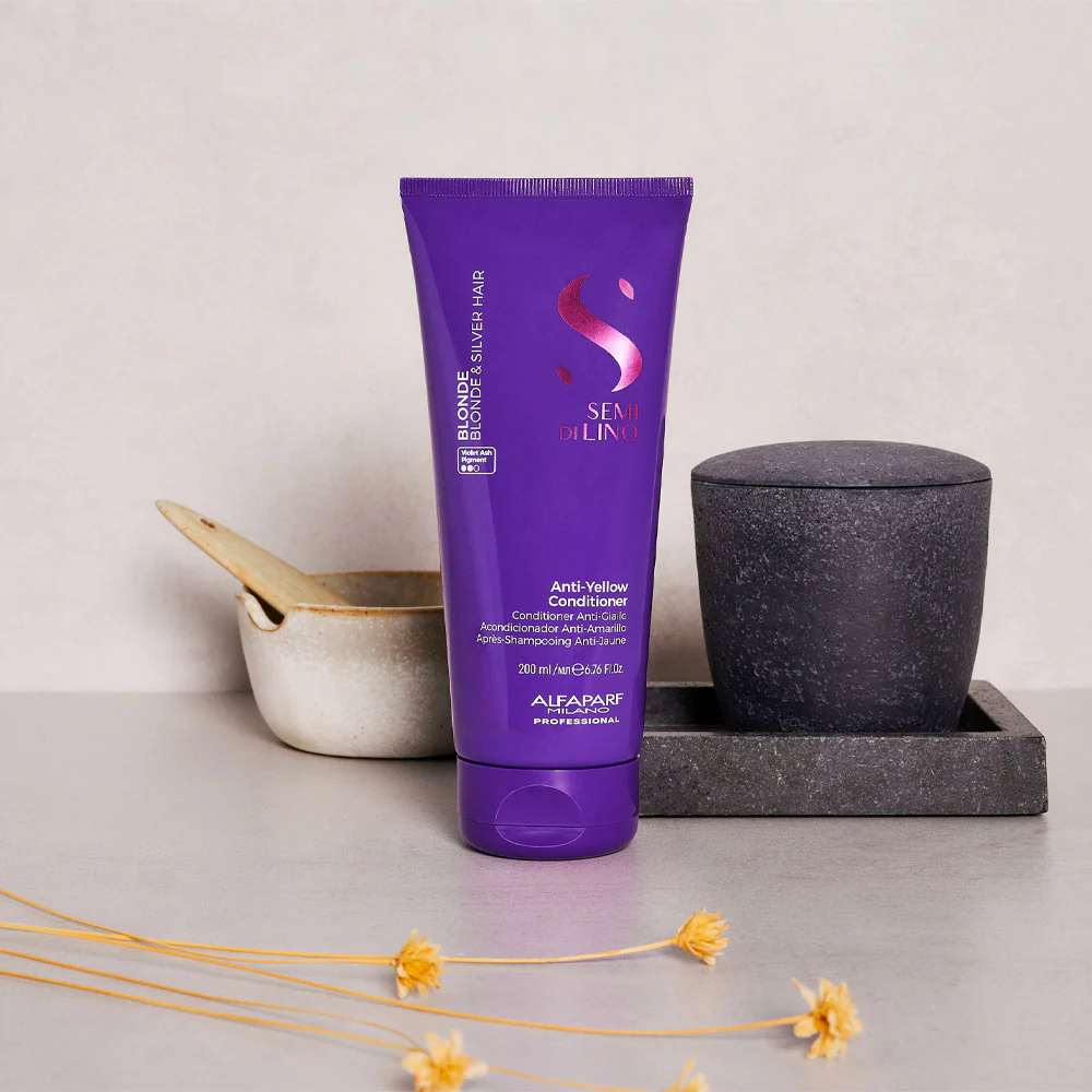 Alfaparf Milano Semi di Lino Blonde Anti-Yellow Conditioner 200ml - balsamo anti-giallo - Image 4
