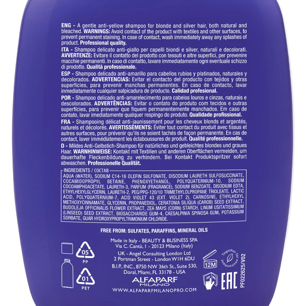 Alfaparf Milano Semi di Lino Blonde Anti Yellow Low Shampoo 250ml - shampoo delicato anti-giallo - Image 7