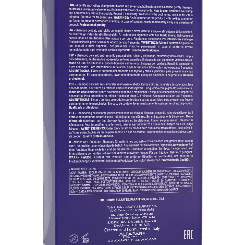 Alfaparf Milano Semi di Lino Blonde Anti Yellow Low Shampoo 250ml - shampoo delicato anti-giallo - Image 8