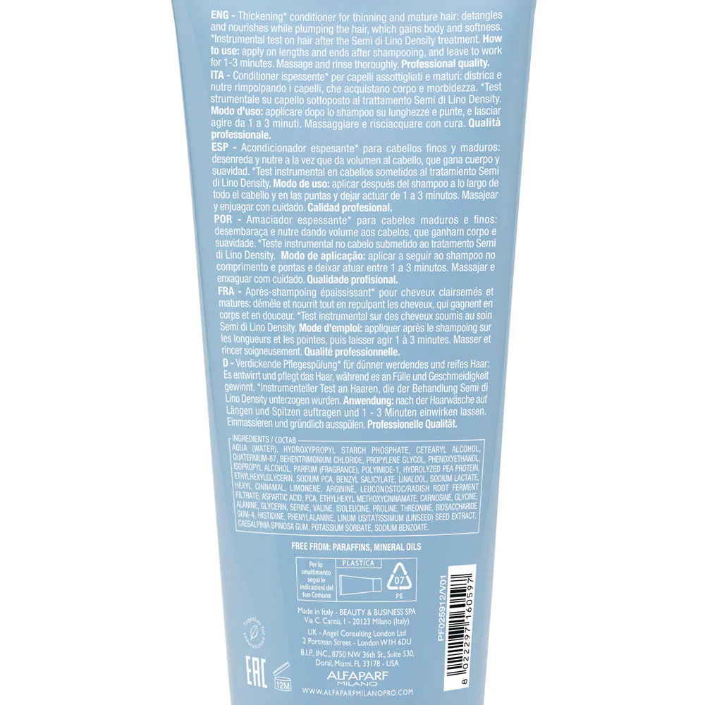 Alfaparf Milano Semi Di Lino Density Thickening Conditioner 200ml - balsamo ispessente - Image 6