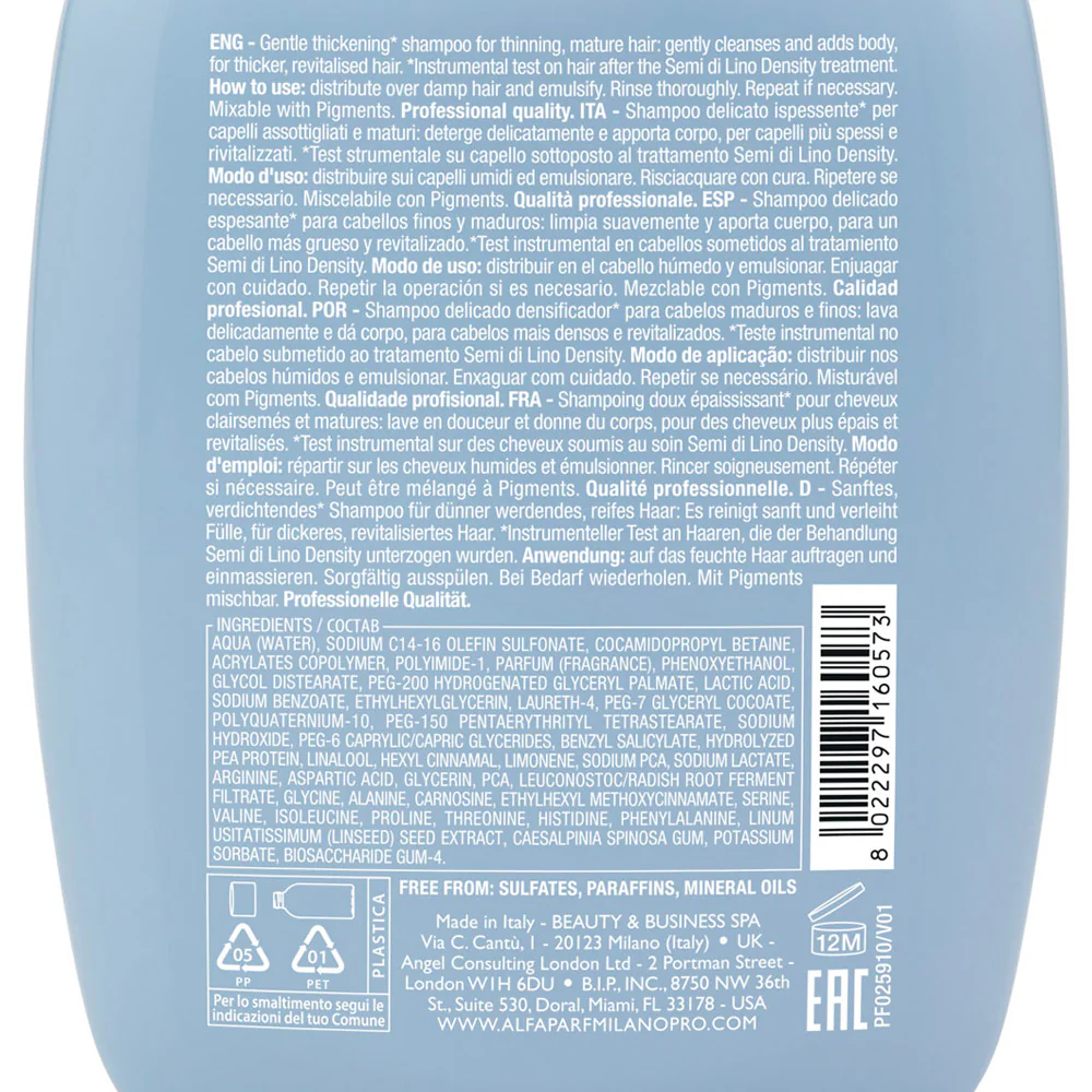 Alfaparf Milano Semi Di Lino Density Thickening Low Shampoo 250ml - shampoo ispessente - Image 6