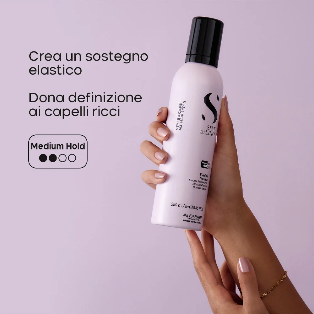 Alfaparf Milano Semi Di Lino Style&Care Flexible Mousse 250ml - mousse modellante tenuta media - Image 6