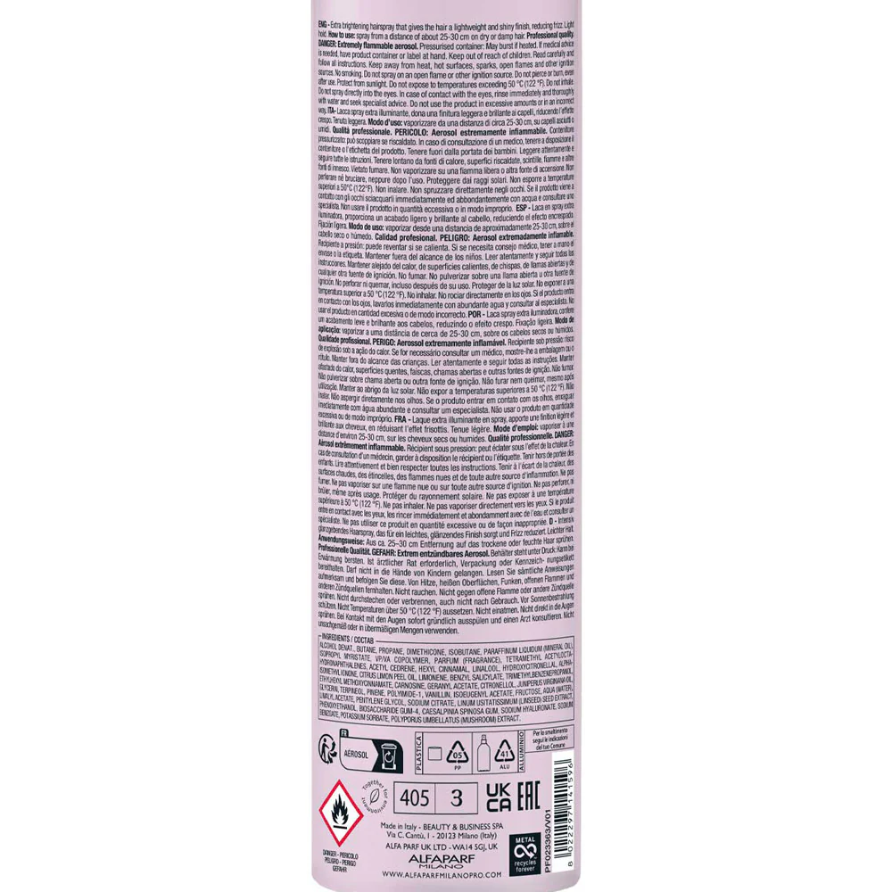 Alfaparf Milano Semi Di Lino Style&Care Cristalli Hairspray 300ml - lacca extra illuminante tenuta leggera - Image 3