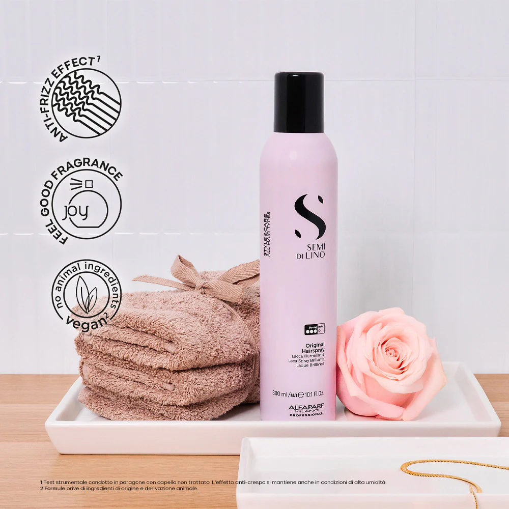 Alfaparf Milano Semi Di Lino Style&Care Original Hairspray 300ml - lacca illuminante tenuta forte - Image 6