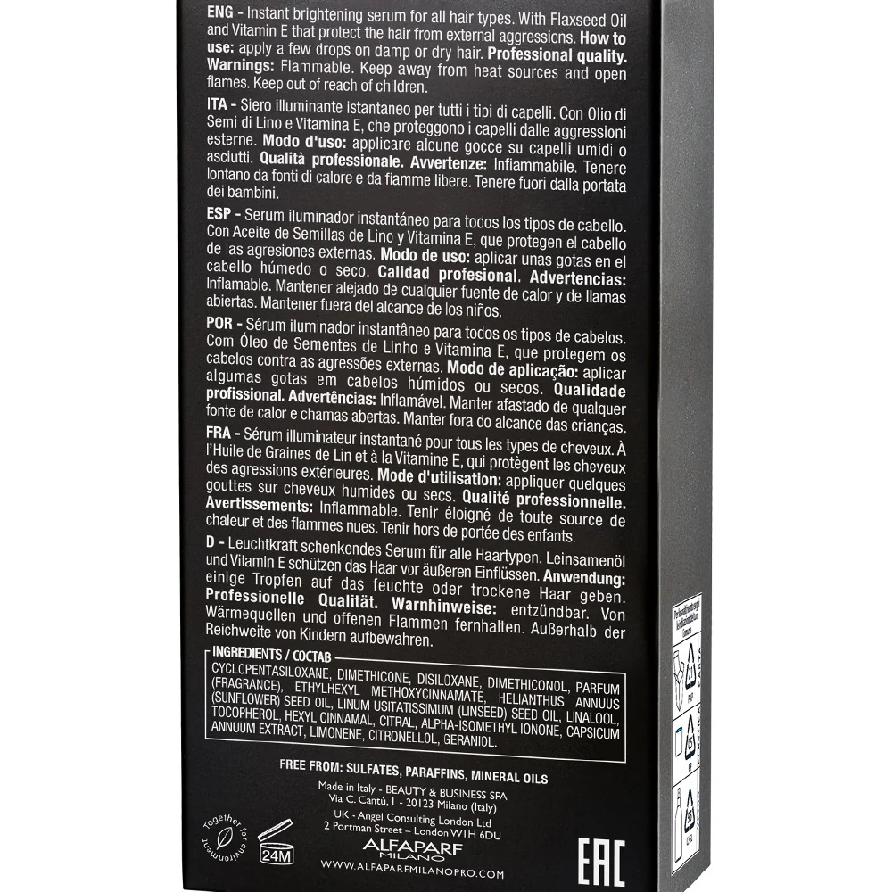 Alfaparf Milano Semi Di Lino Sublime Cristalli Liquidi 30ml - siero illuminante - Image 8