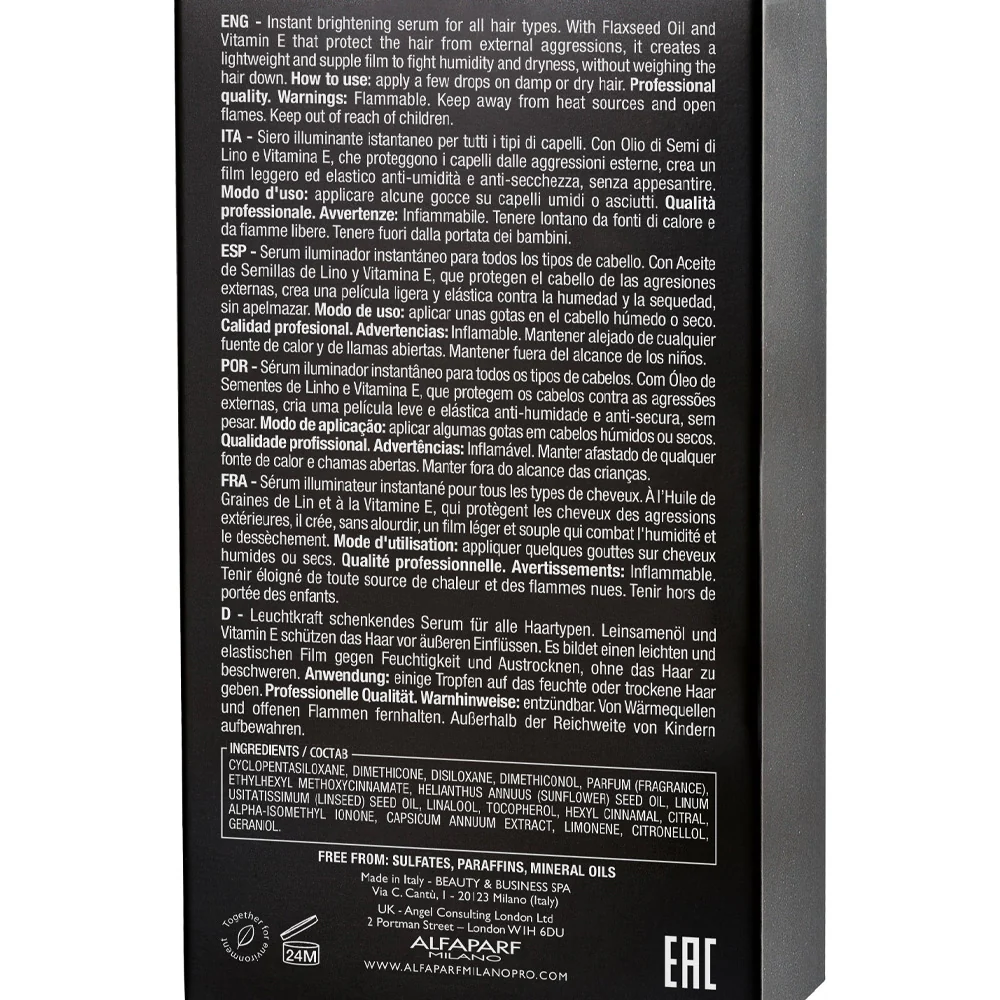 Alfaparf Milano Semi Di Lino Sublime Cristalli Liquidi The Original 50ml - siero illuminante - Image 8