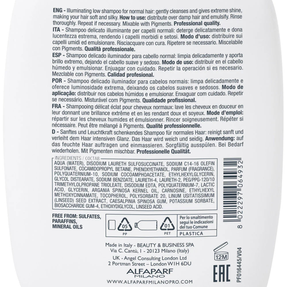 Alfaparf Milano Semi Di Lino Diamond Illuminating Low Shampoo 250ml - shampoo delicato illuminante per capelli normali - Image 7