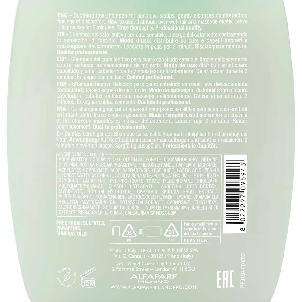 Alfaparf Milano Semi Di Lino Scalp Relief Calming Micellar Low Shampoo 250ml - shampoo delicato lenitivo - Image 6