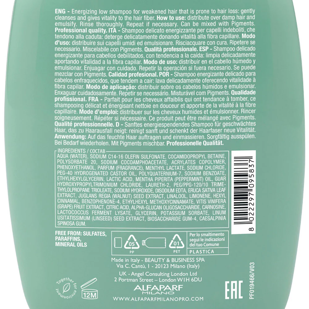 Alfaparf Milano Semi Di Lino Scalp Renew Energizing Low Shampoo 250ml - shampoo delicato energizzante - Image 6