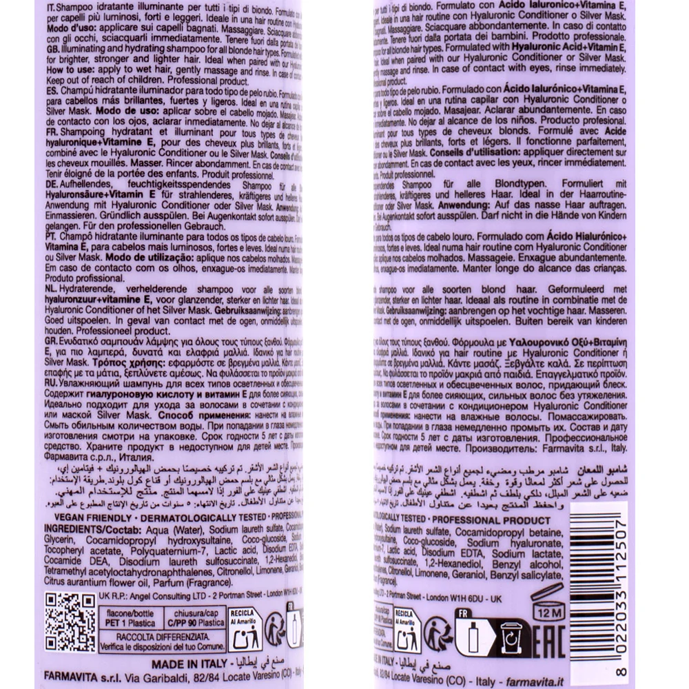 Farmavita Amethyste Blonde Cool Blonde Illuminating Shampoo 250ml - shampoo illuminante - Image 4