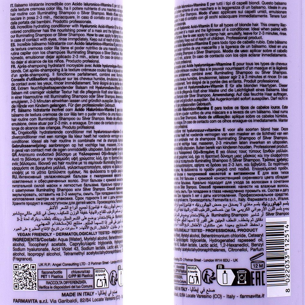 Farmavita Amethyste Blonde Hyaluronic Conditioner 250ml - balsamo capelli biondi - Image 3