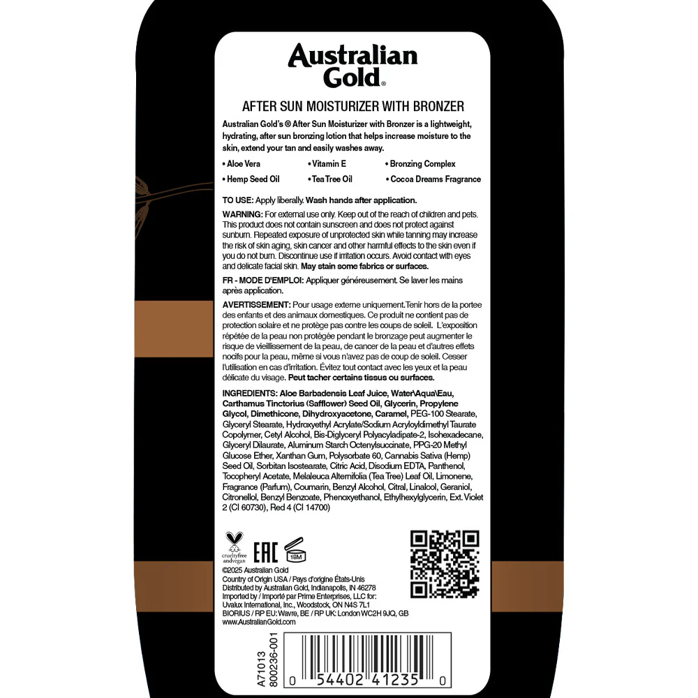 Australian Gold After Sun Moisturizer With Bronzer 473ml - doposole idratante - Image 2
