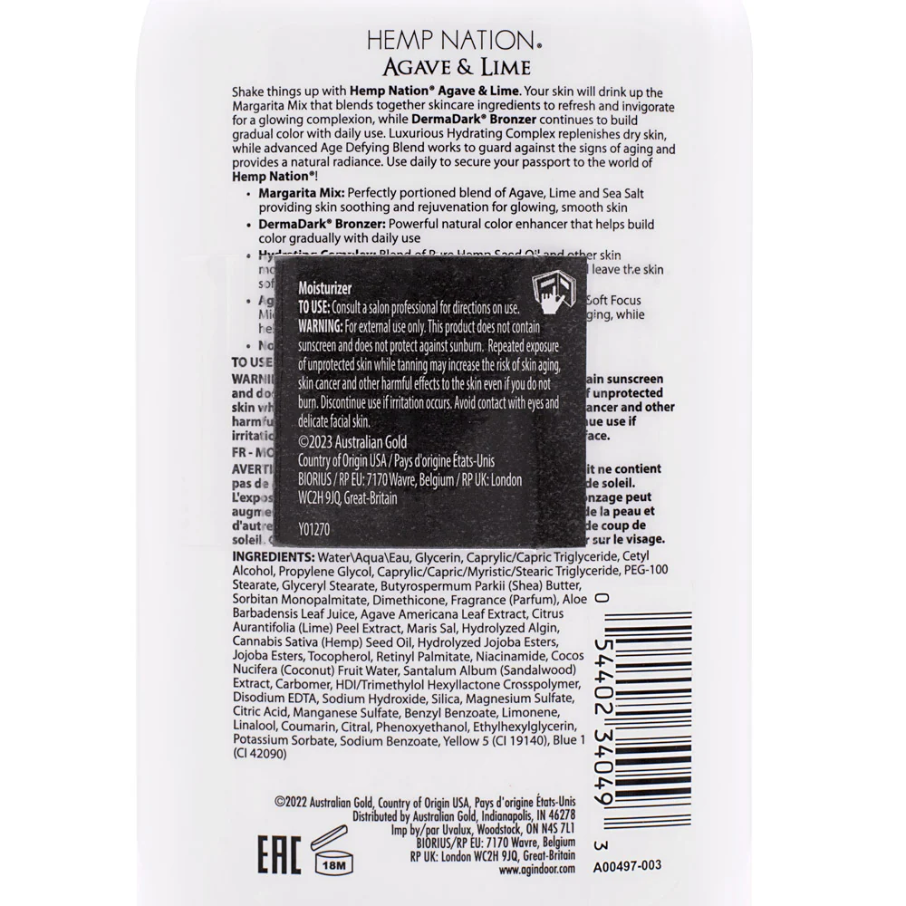Australian Gold Hemp Nation Agave & Lime 535ml - crema doposole idratante - Image 2