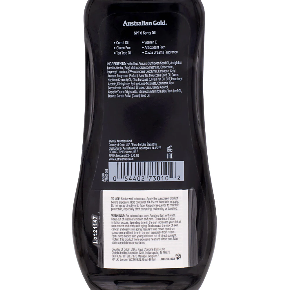 Australian Gold Spf 6 Hydrating Spray Oil Sunscreen 237ml - olio spray protezione solare - Image 2