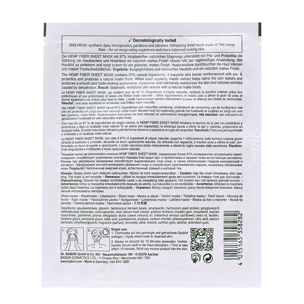 Babor Doctor Babor Doc Cleanformance Hemp Fiber Sheetmask - maschera viso rinfrescante in tessuto - Image 6