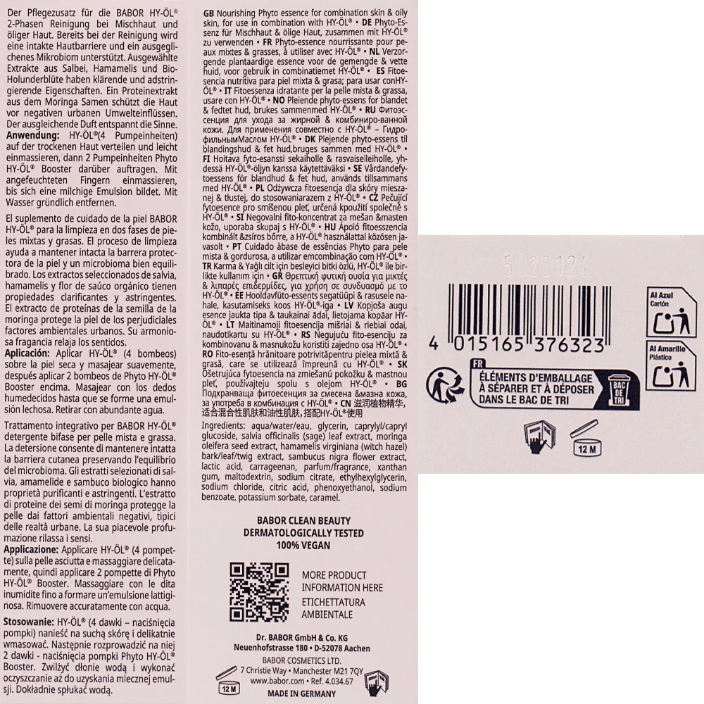 Babor Phyto HY-ÖL Booster Balancing 100ml - detergente viso pelle mista - Image 2