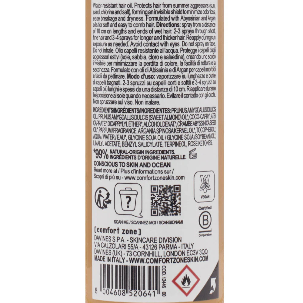 Comfort Zone Sun Soul Hair Oil 100ml - olio emolliente districante - Image 3