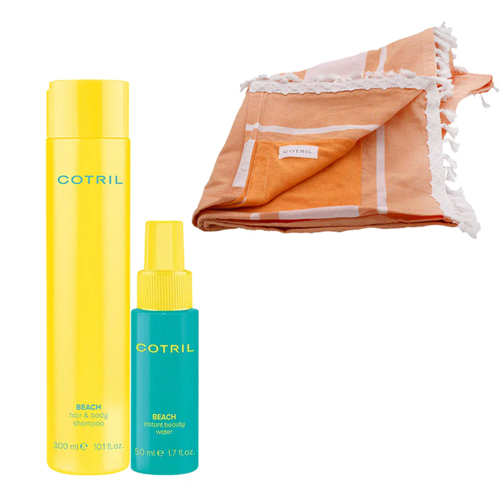 Cotril Beach Hair & Body Shampoo 300ml Instant Beauty Water 50ml + Telo Mare Etnico OMAGGIO