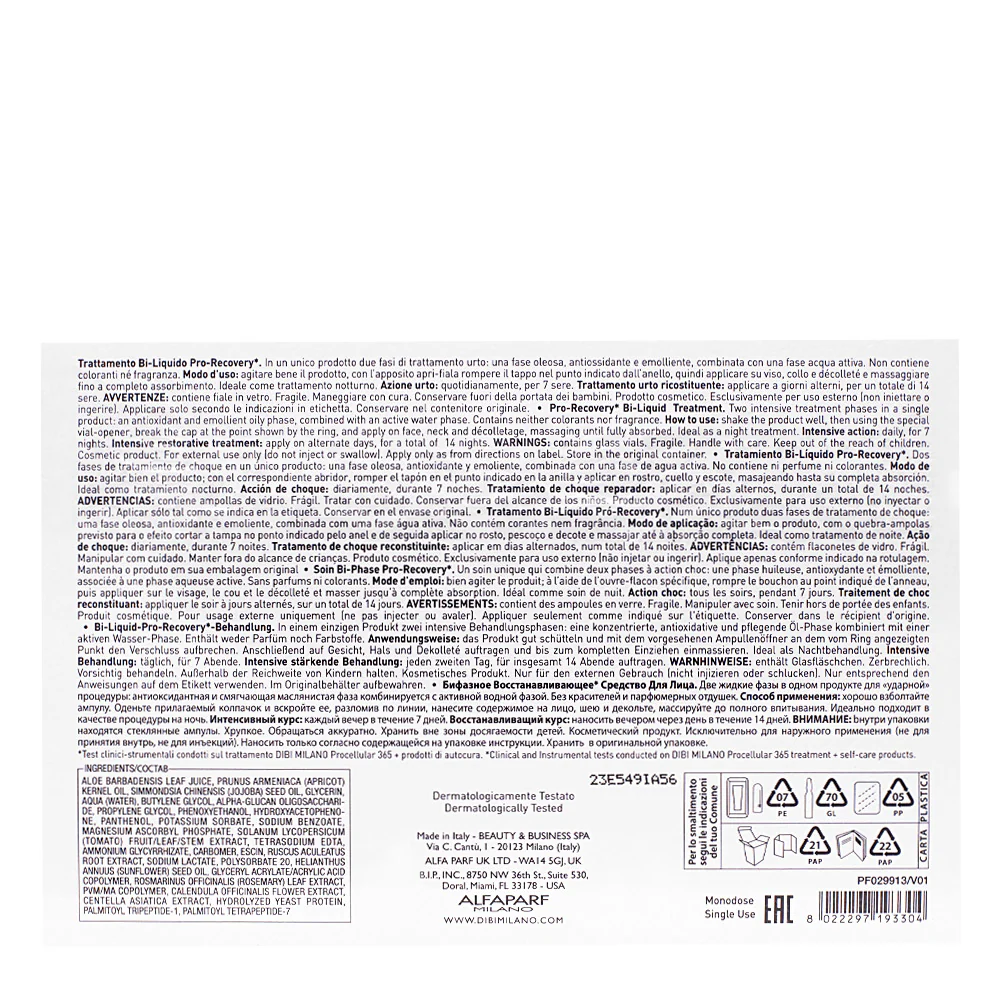 Dibi Milano Pro-Cellular 365 Trattamento Bi-Liquido Pro-Recovery 7x2ml - Image 3
