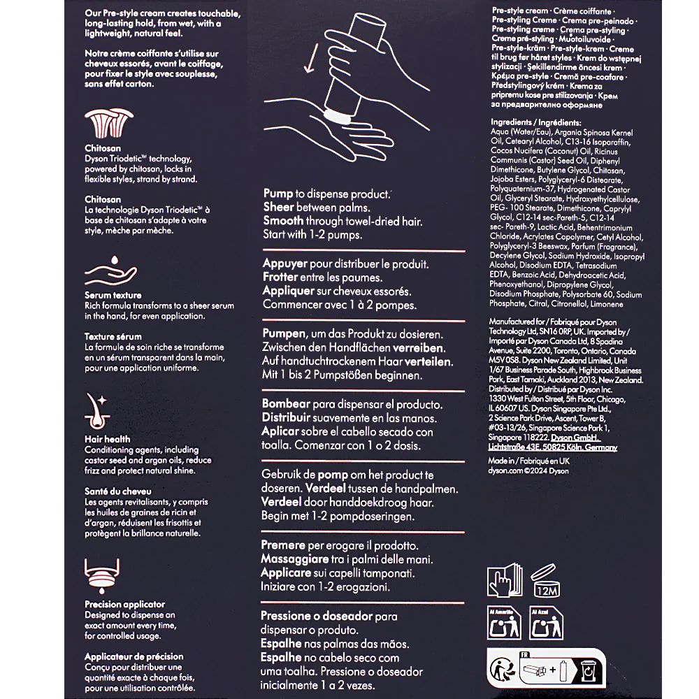 Dyson Chitosan Pre-Styling Hair Cream Curly to Coily Rich Conditioning 100ml - crema nutriente capelli ricci - Image 2