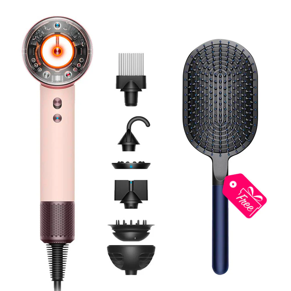 Dyson Supersonic Nural Curly + Coily Rosa Cipria / Oro Rosa + Puddle Brush OMAGGIO