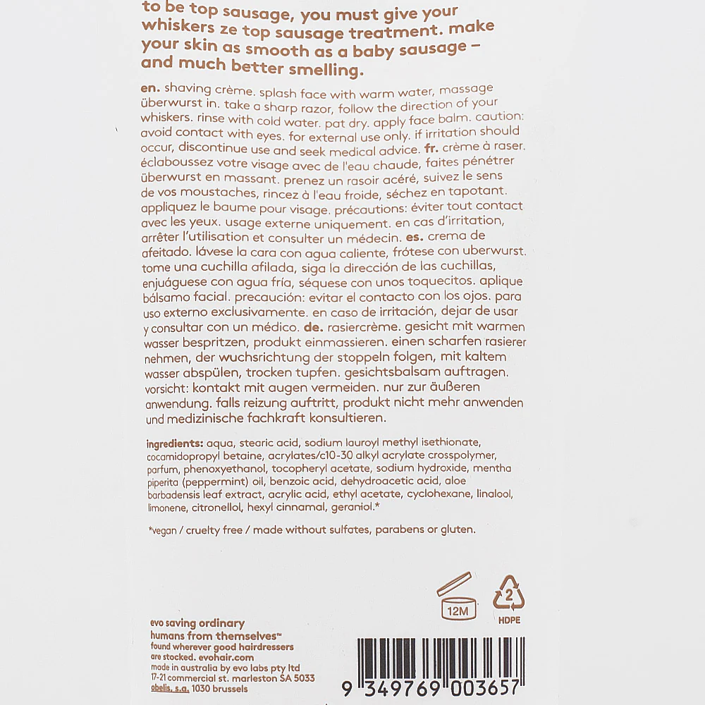 Evo Überwurst Shaving Crème 150ml - crema rasatura - Image 2