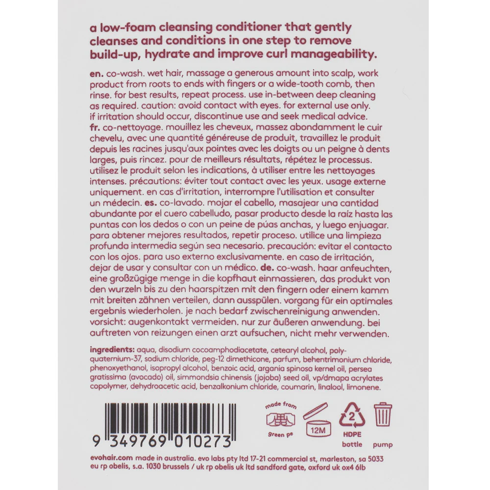 Evo Curl Heads Will Roll Cleansing Co-Wash 300ml - balsamo detergente capelli ricci - Image 2