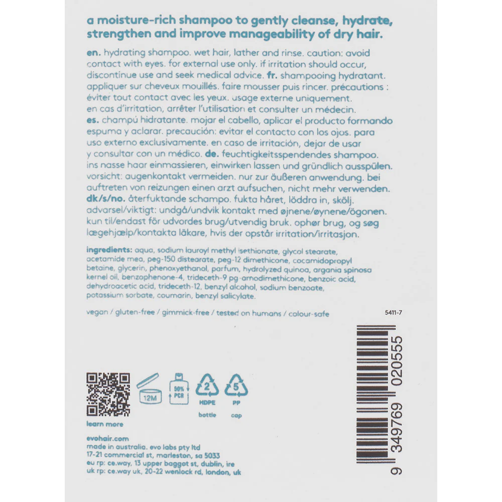Evo Hydrate The Therapist Hydrating Shampoo 300ml - shampoo idratante - Image 2