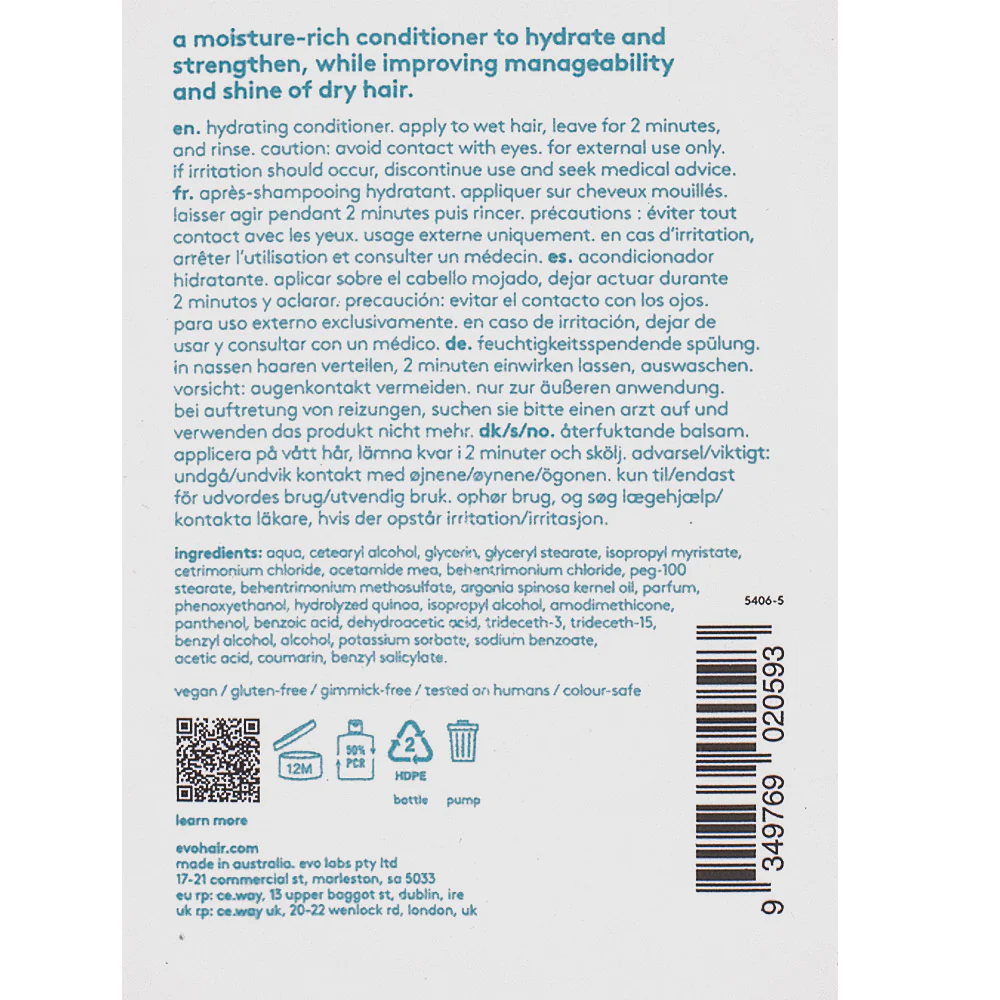 Evo Hydrating The Therapist Hydrating Conditioner 300ml - balsamo idratante - Image 2