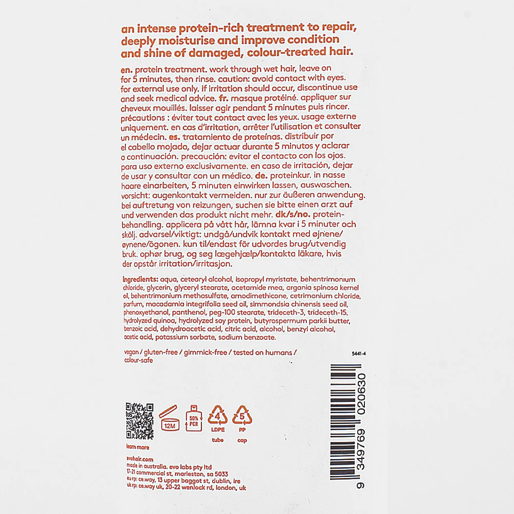 Evo Repair Mane Attention Protein Treatment 150ml - trattamento nutriente - Image 2