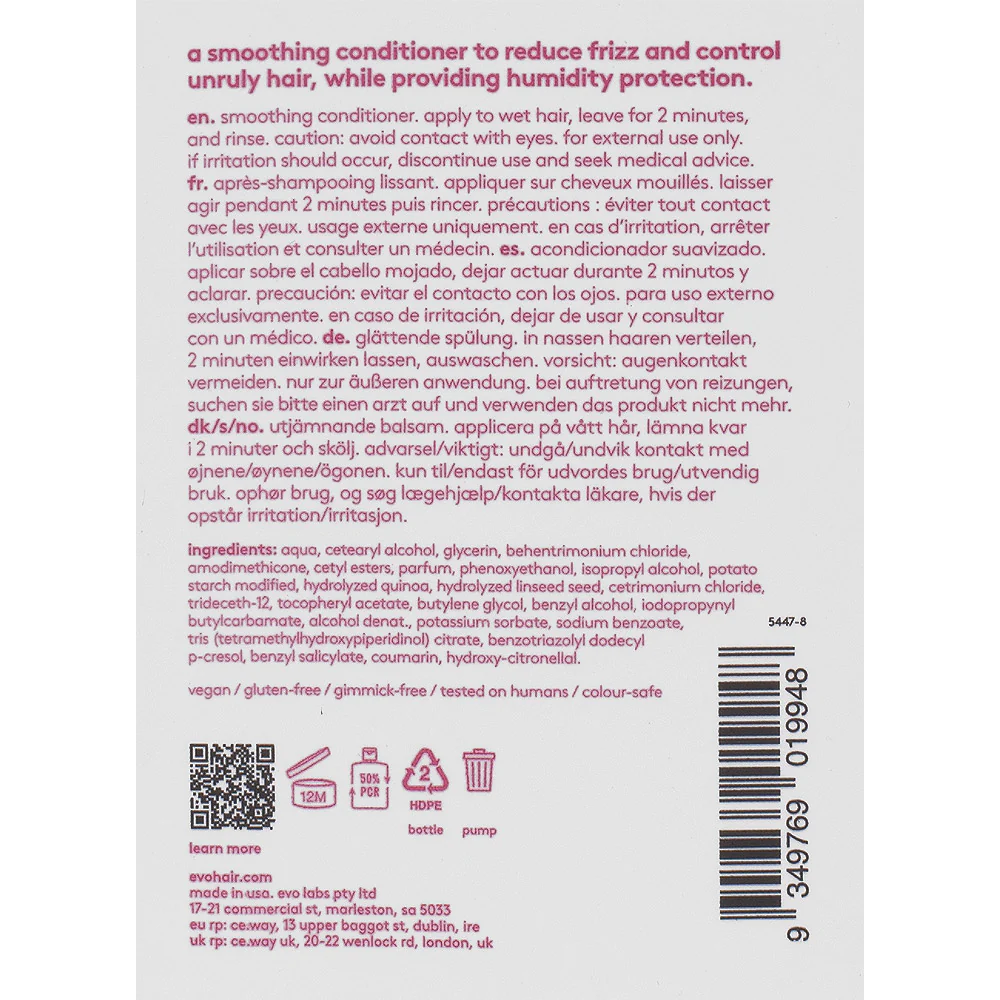 Evo Smooth Mane Tamer Smoothing Conditioner 300ml - conditioner anti crespo - Image 2