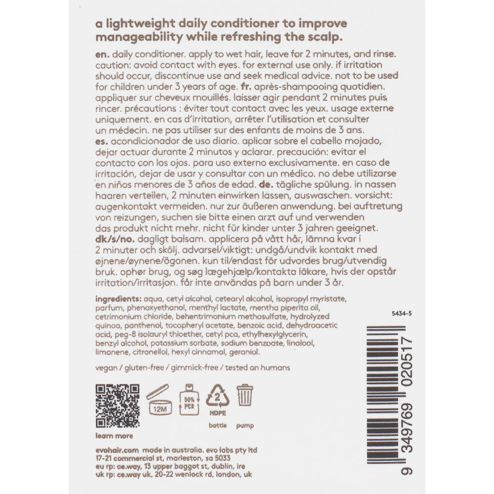 Evo Style Normal Persons Daily Conditioner 300ml - balsamo quotidiano delicato - Image 2
