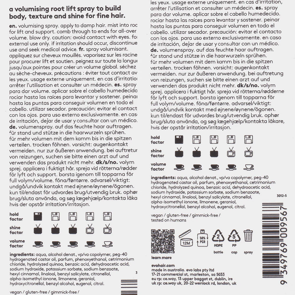 Evo Volume Root Canal Volumising Spray 200ml - spray volumizzante - Image 2