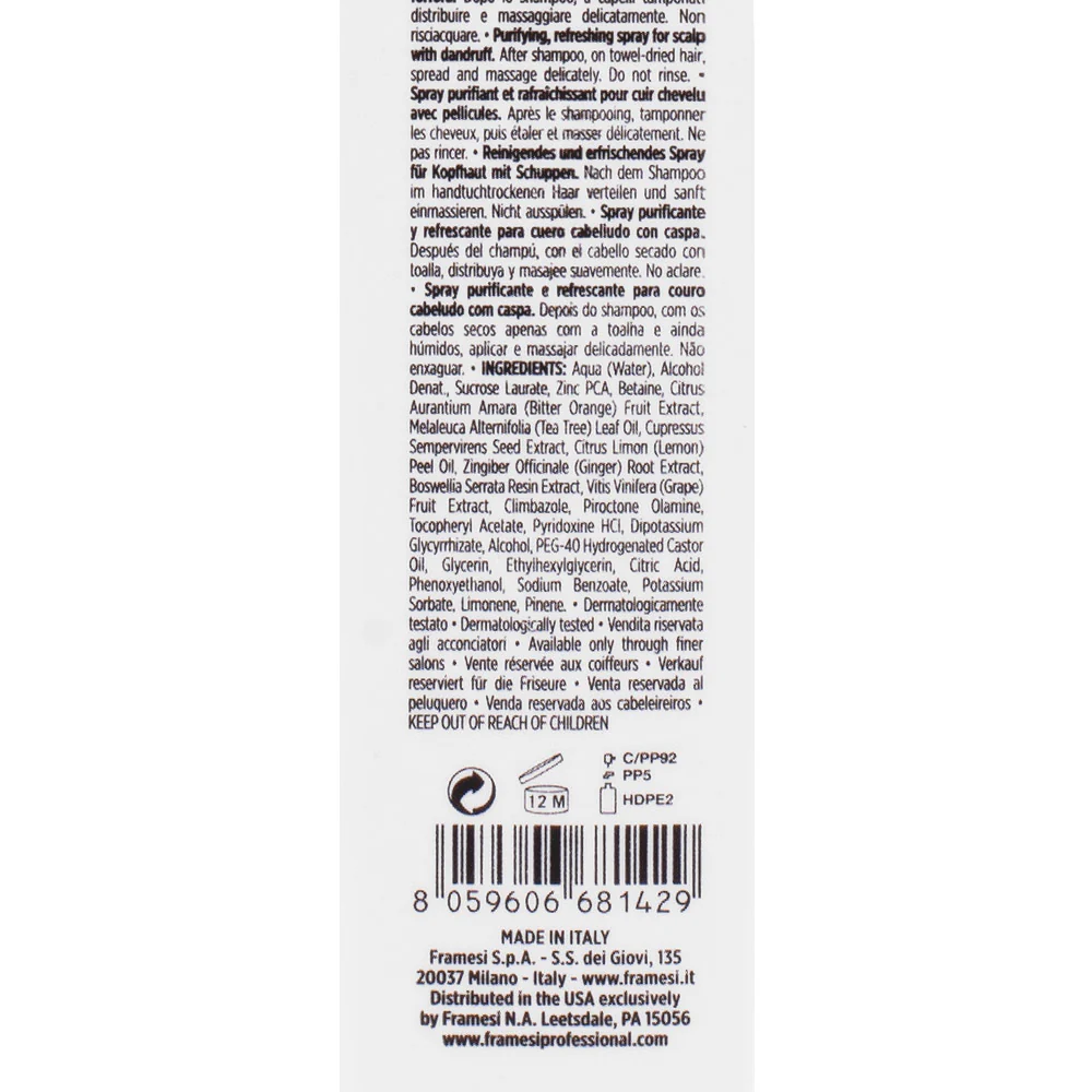 Framesi Morphosis Purifying Spray 100ml - spray purificante anti forfora - Image 2