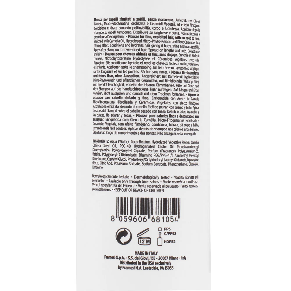 Framesi Morphosis Repair Plumping Mousse 150ml - mousse idratante leave-in - Image 2