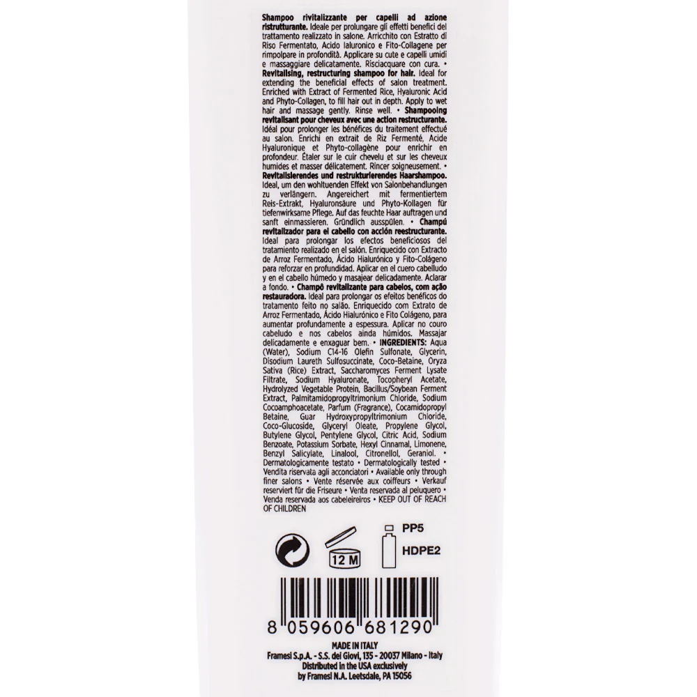 Framesi Morphosis Restructure Shampoo 250ml - shampoo ristrutturante capelli danneggiati - Image 2